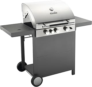 Char-Broil C34 - Convective 3 Brenner Gasgrill mit Seitenbrenner, Schwarz/Edelstahl.