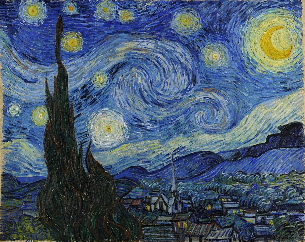 Spiffing Prints Vincent Van Gogh - Starry Night, 1889 - Small - Semi Gloss Print Vintage Wall Art Poster Picture Giclee Artwork Modern Contemporary & Fine Art Print