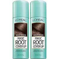 L'Oreal Paris Magic Root Cover Up Gray Concealer Spray Medium Brown 4 oz (2 pack)