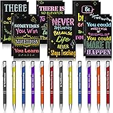 Geyee 24 Pcs Mini Motivational Pens Inspirational Notepads Bulk Appreciation Gifts Small Journals Funny Ballpoint Pen Set Prizes Men Women Office Travel Party Favors(Success)