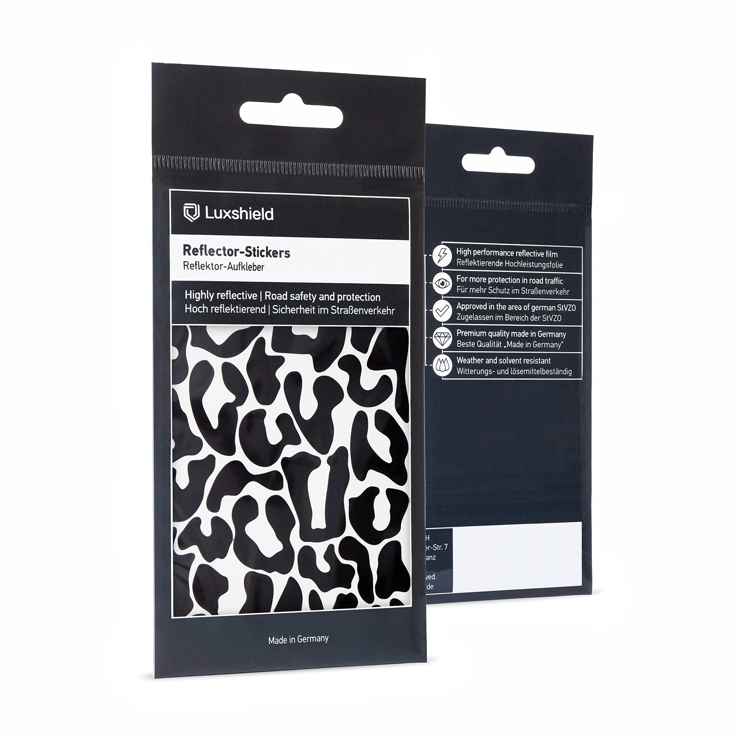 Luxshield Reflector Sticker Set - Leopard - 6 Sheets for bicycle scooter pram - reflective tape - reflective stickers