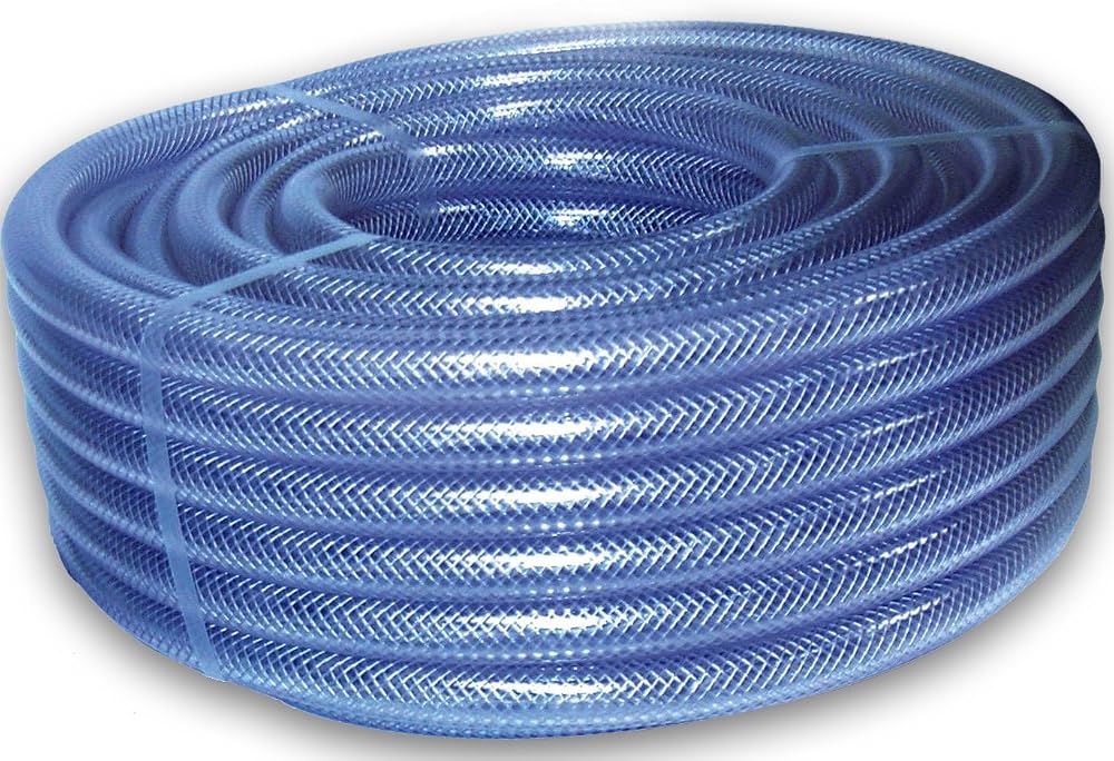 Camthorne 20mm Clear Braided PVC Hose Pipe - 10m Heavy Duty Water Airline Food