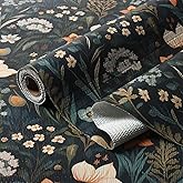 Amiitay Vintage Floral Drawer Liner, Non-Adhesive and Strong Non-Slip | Floral Shelf Cabinet Drawer Liners for Kitchen, Waterproof Cupboard Liners,Easy to Clean,12IN x 10FT,Dark Green