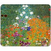 Bauerngarten by Gustav Klimt Mouse Pad, Traditional Scenic Art Desk Mat | Historic Cultural Illustrations Fine Artwork, Cute Mousepad Stitched, Anti-Slip Base Smooth Surface, 9.5 x 7.9 Inches