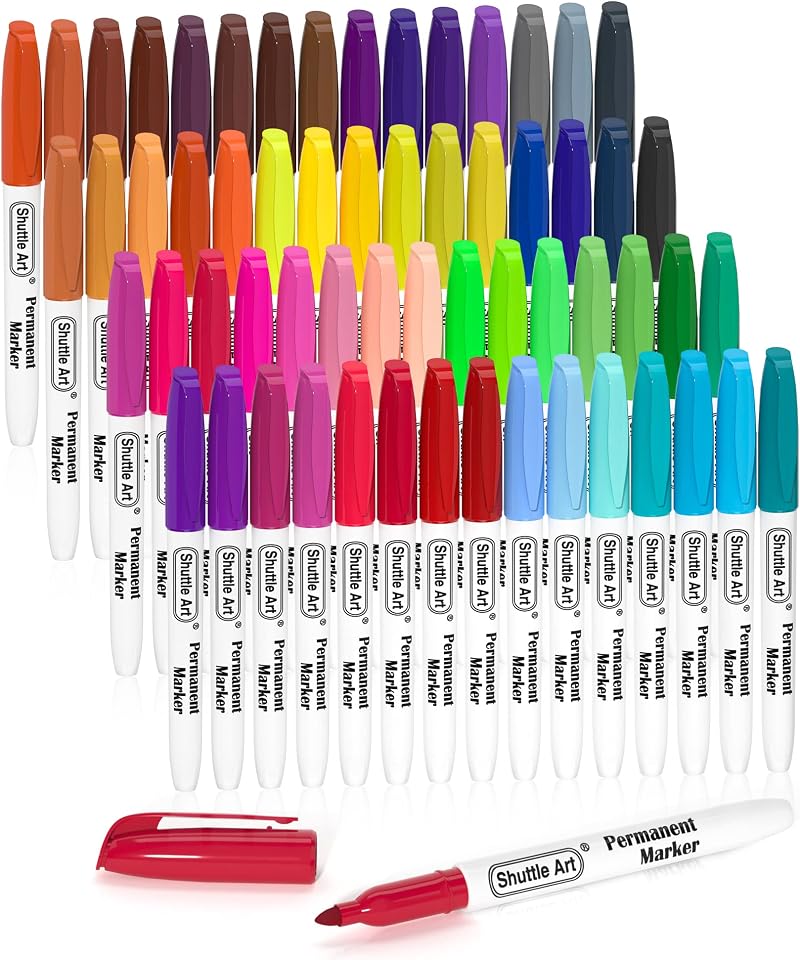Shuttle Art 60 Colors Permanent Markers Fine Point Assorted