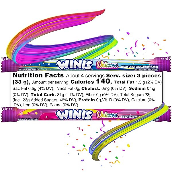 WINIS UNICORN | CHEWY CANDY SWIRL | COTTON-CANDY FLAVORED | SHARING SIZE 4.3 OZ BAG – 11 PIECES | EASTER CANDY VARIETY BAG