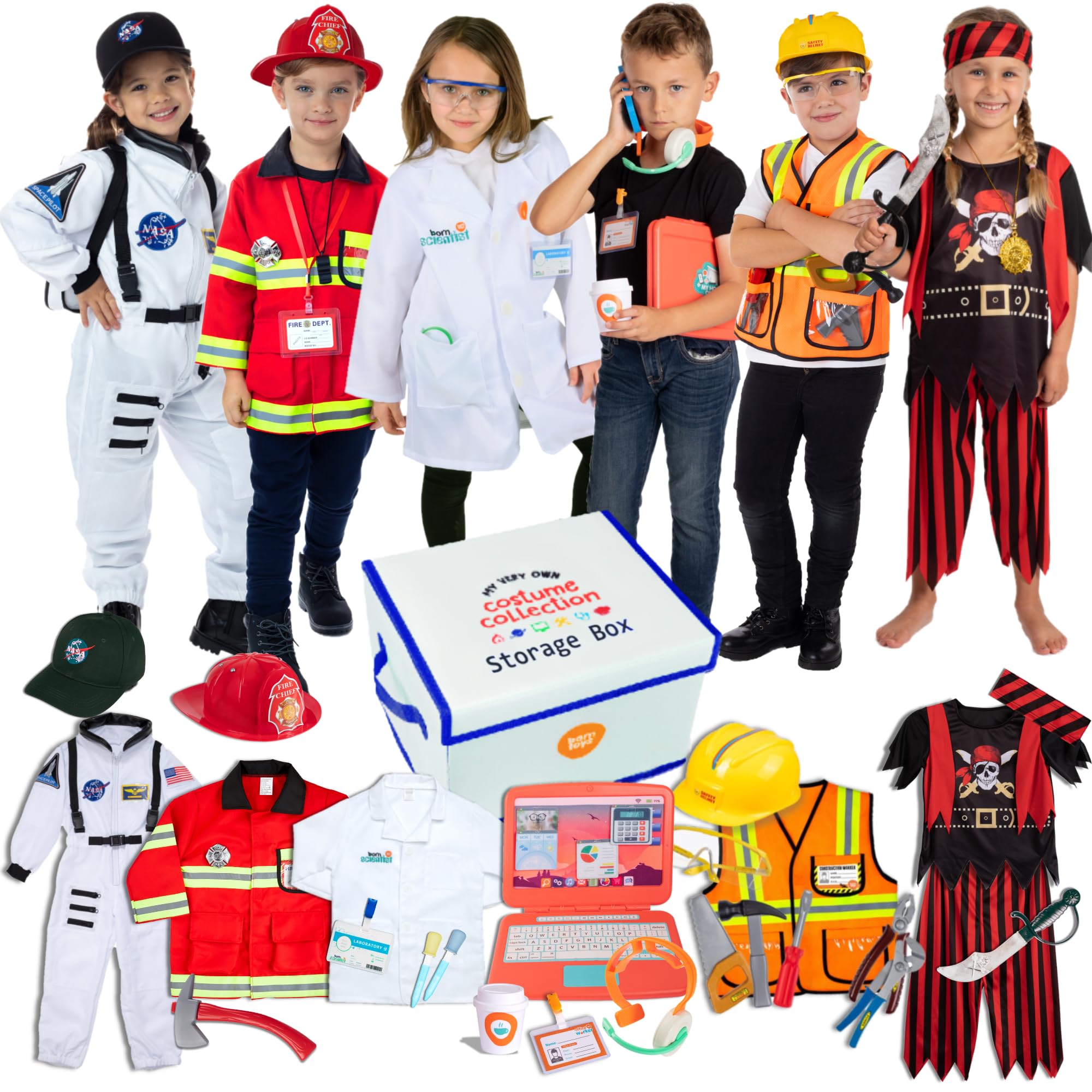 Born Toys Born Toys Pretend Play Costumes for Kids Ages 3-7, Washable Toddler Dress Up Set for Play (6 in 1)