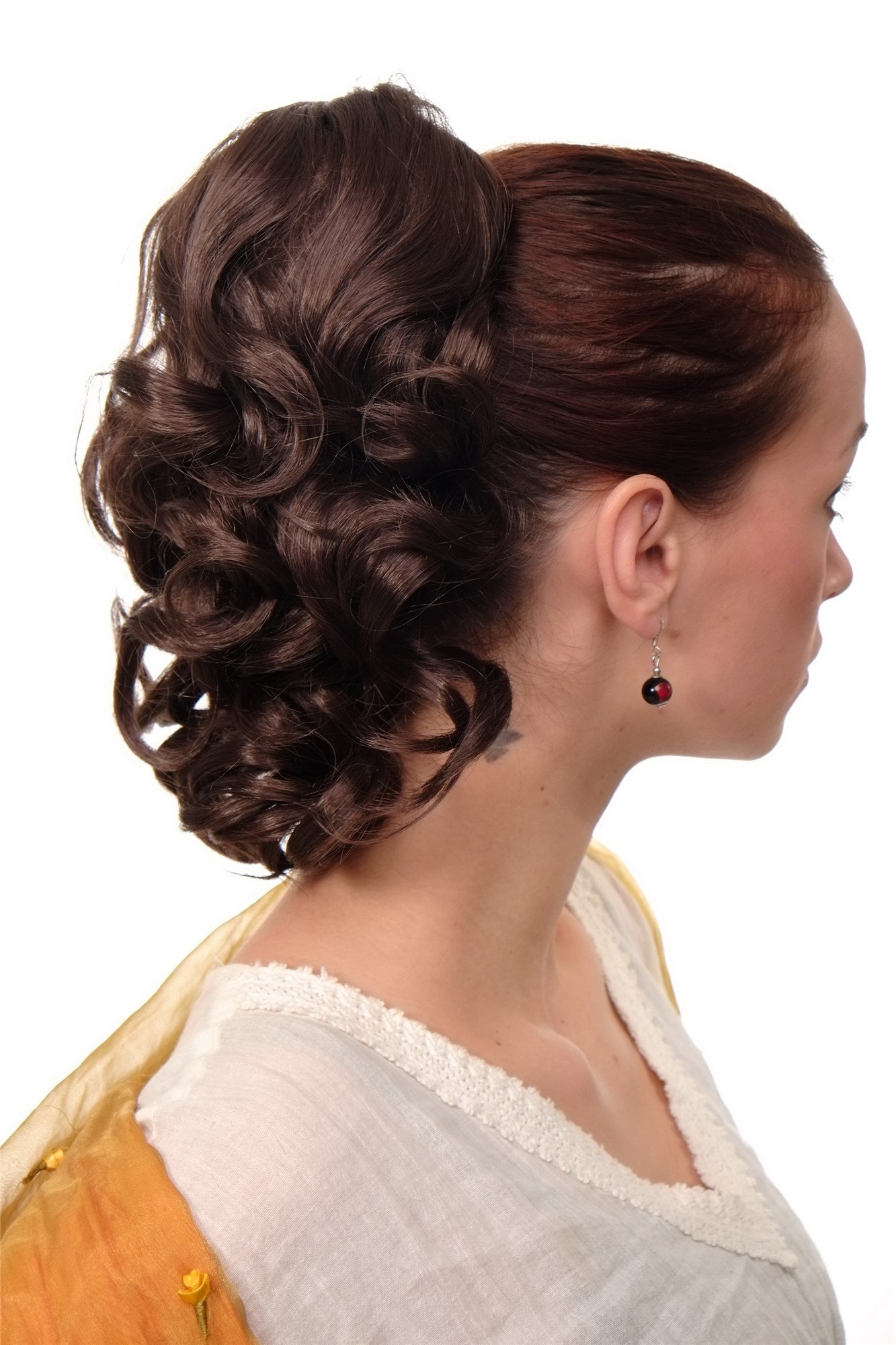 WIG ME UP - JL-3023-10 Hairpiece ponytail with comb and elastic draw string short wavy voluminous medium brown 14inch