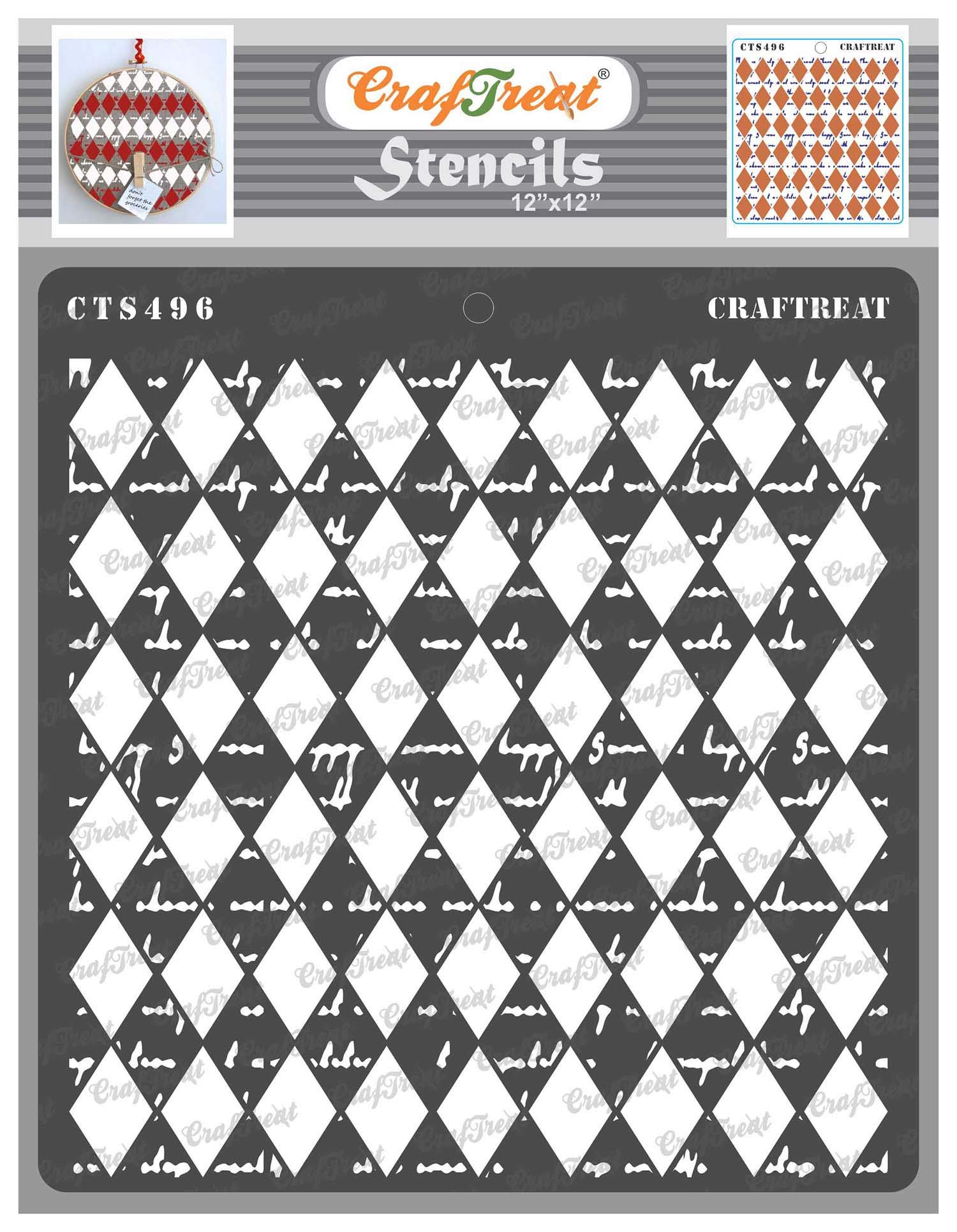 CrafTreat Reusable Diamond Painting Stencil for Painting on Wood - Harlequin Script -12x12 Inch - Pattern Stencils for Painting on Canvas - Script Stencils and Templates for Painting