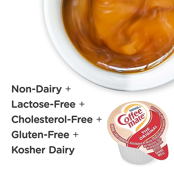 NESTLE COFFEE MATE COFFEE CREAMER, ORIGINAL, LIQUID CREAMER SINGLES, NON DAIRY, NO REFRIGERATION, 0.375 FL OZ TUBS (PACK OF 180)