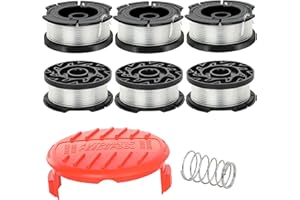 YMHB String Trimmer Line for Black and Decker ,AF-100 String Trimmer Replacement Spool, 30ft 0.065" Trimmer Line Replacement Spool for Black and Decker Weed Eater String(6 Line Spools, 1 Caps, 1 Springs)