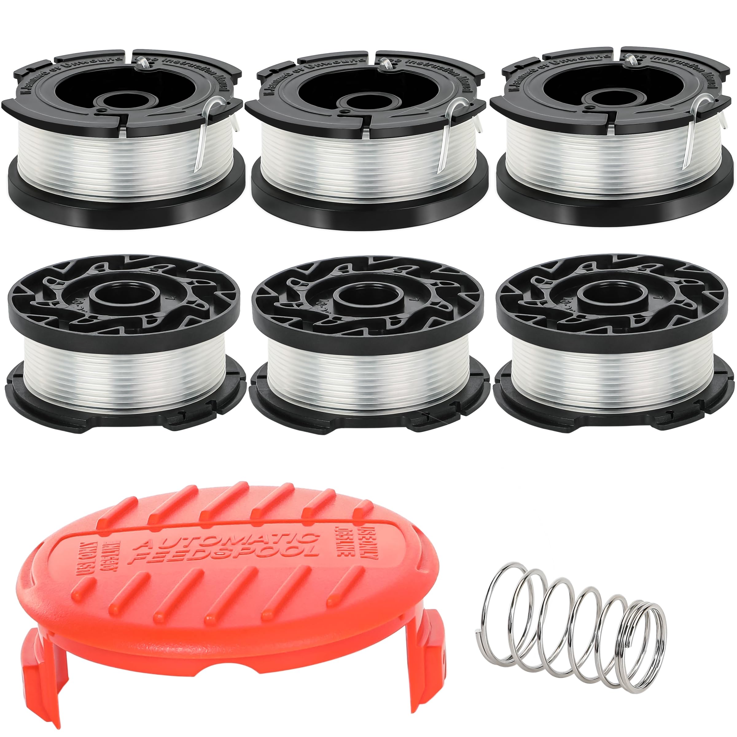 Photo 1 of String Trimmer Line for Black and Decker ,AF-100 String Trimmer Replacement Spool, 30ft 0.065" Trimmer Line Replacement Spool for Black and Decker Weed Eater String(6 Line Spools, 1 Caps, 1 Springs)