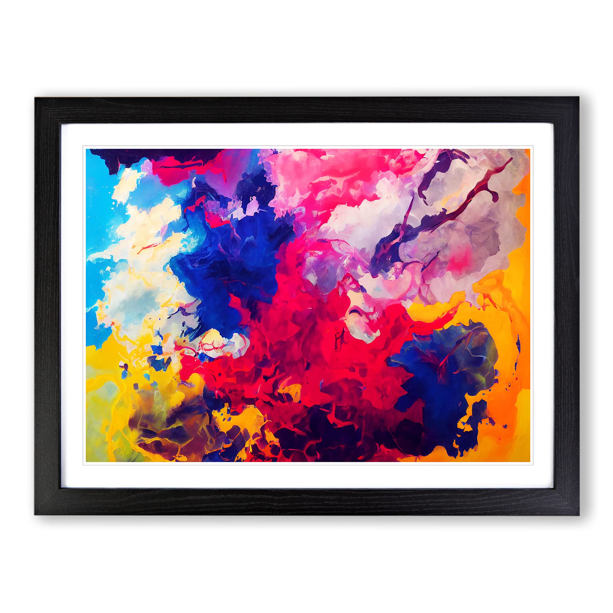 Colourful Ink Art Abstract Framed Print | A3 Black Framed Wall Art | Ready to Hang | Abstract Fantasy Picture | Living Room Bedroom Lounge Office