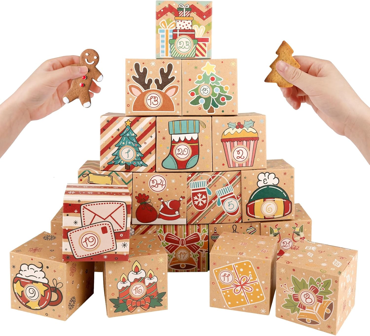 Advent Calendars - ONESING 24 Pcs DIY Christmas Advent Calendar Boxes for 2023, 24 Days Countdown Calendar Gift for Adults and Kids Christmas Cardboard Number Boxes Make & Fill Your Own Advent Calendar Boxes Lovely Xmas Kraft Papper