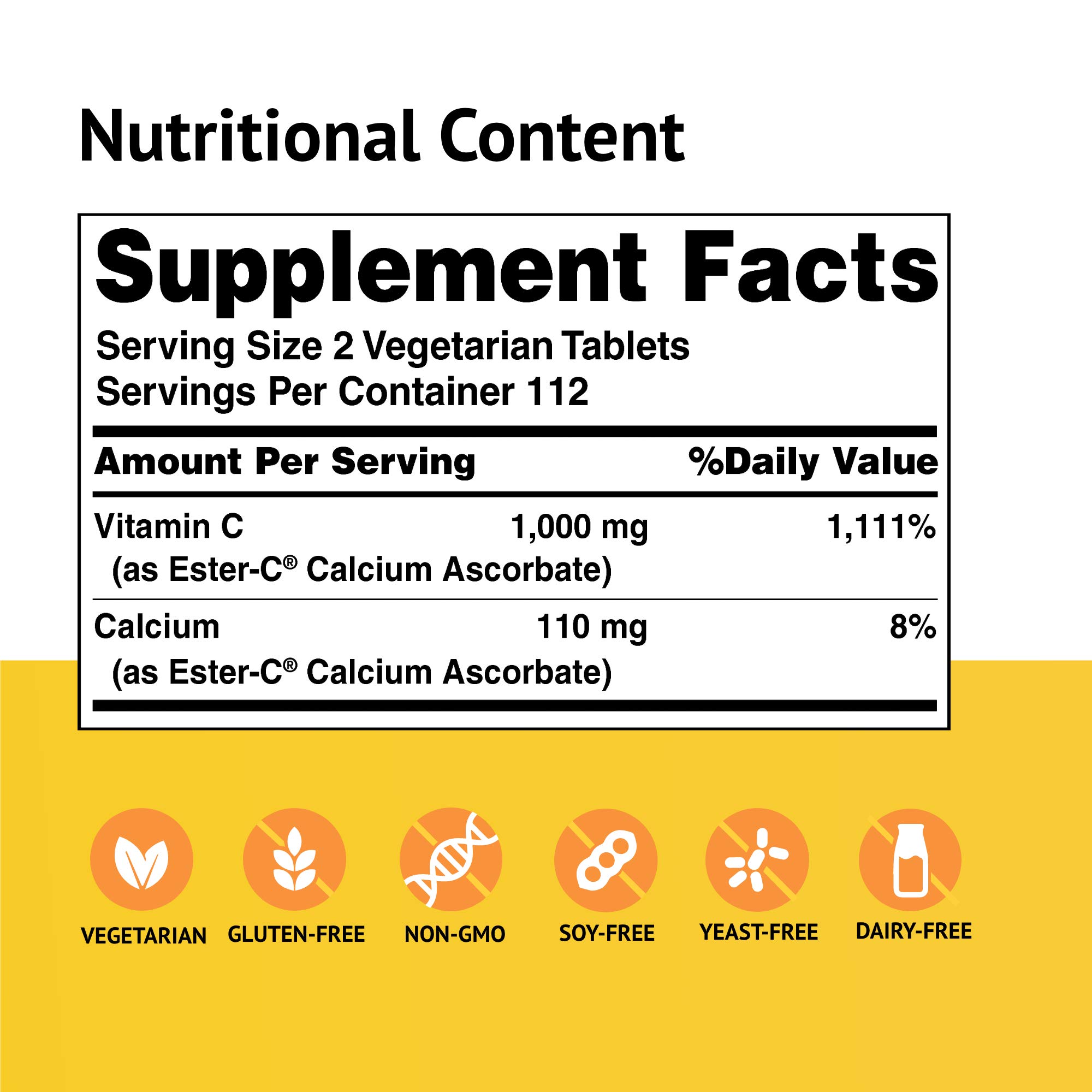 Ester-C American Health Vitamin C 500 mg Coated Tablets, Immune System Booster, Stomach-Friendly Supplement, 225 Count