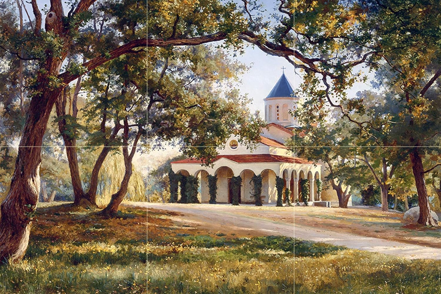 Tile Mural Church Crimea by I. Krachkovsky Kitchen Backsplash Marble Ceramic