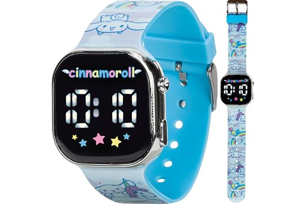 Cinnamoroll Kids Watch – LED Display, Square Case, Adjustable Plastic Strap, Collectible Tin – Perfect for Girls Who Love Cute Characters