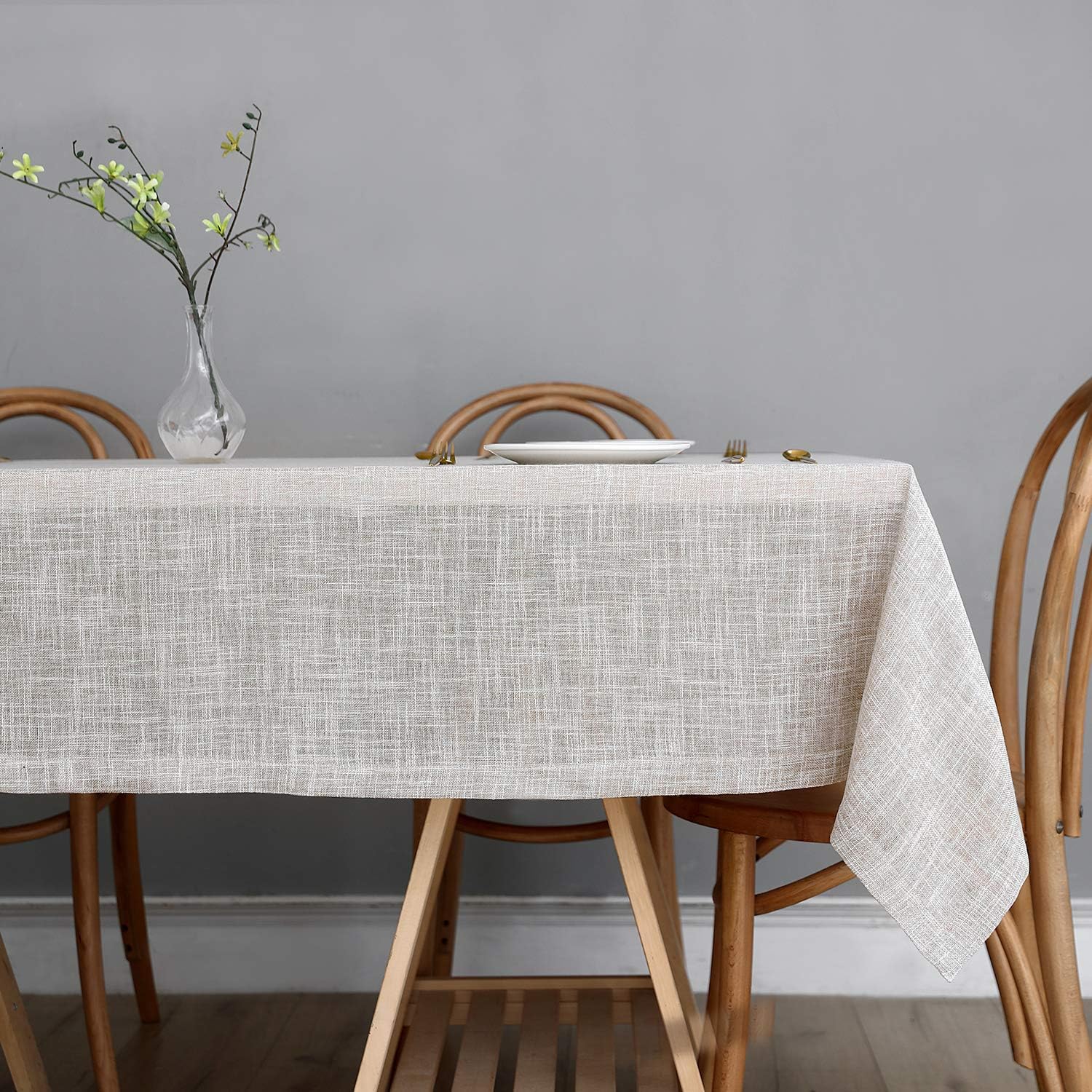 maxmill Flaxy Faux Linen Table Cloth with 2-Tone Slubby Texture Wrinkle Resistant Anti-Shrink Soft Tablecloth for Kitchen Dining Tabletop for Buffet Banquet Rectangle 52 x 70 Inch Linen: Home & Kitchen