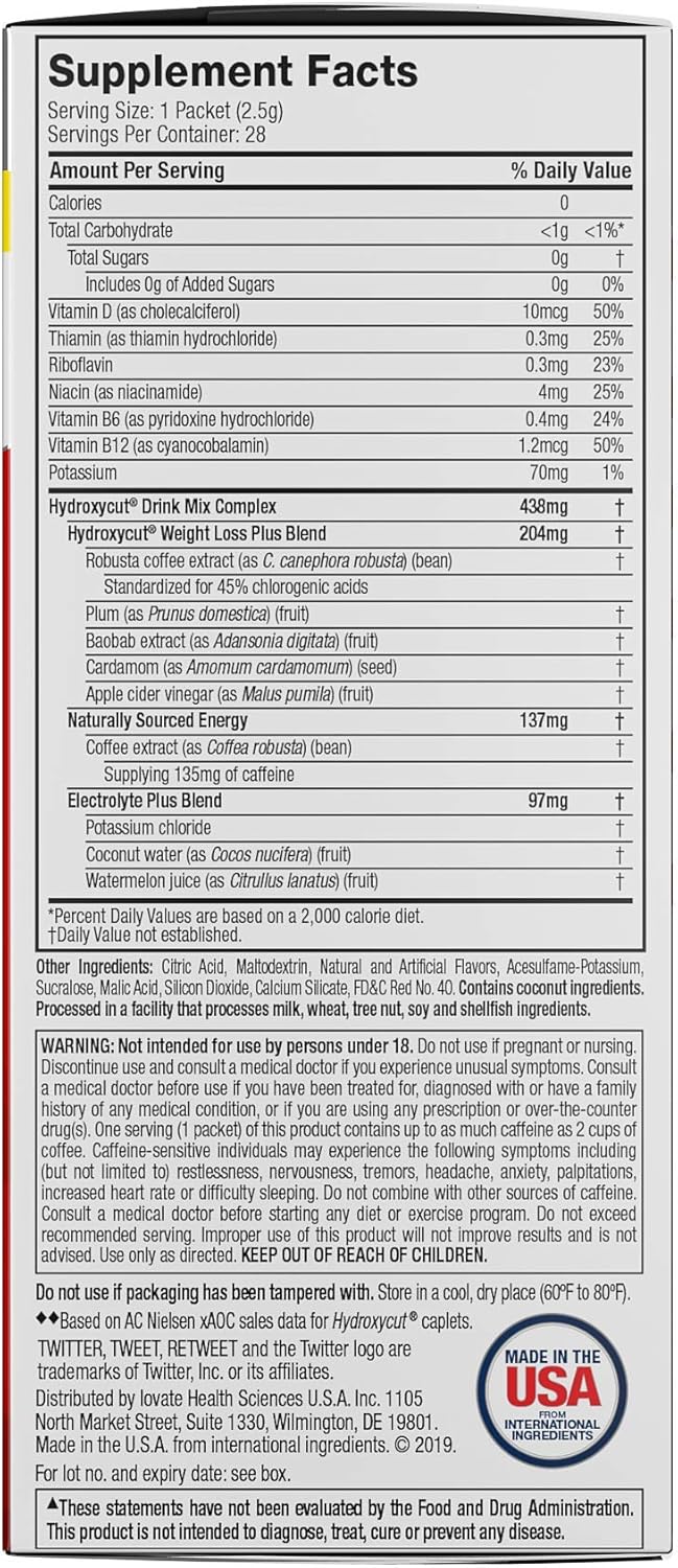 Hydroxycut Drink Mix Weight Loss Supplements, Wildberry Blast, 28 Count (Pack of 1): Health & Personal Care