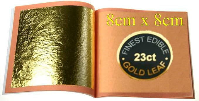 High Quality 23 Carat Edible Gold Leaf 8cmx8cm 1 Sheet Amazon Co Uk Grocery