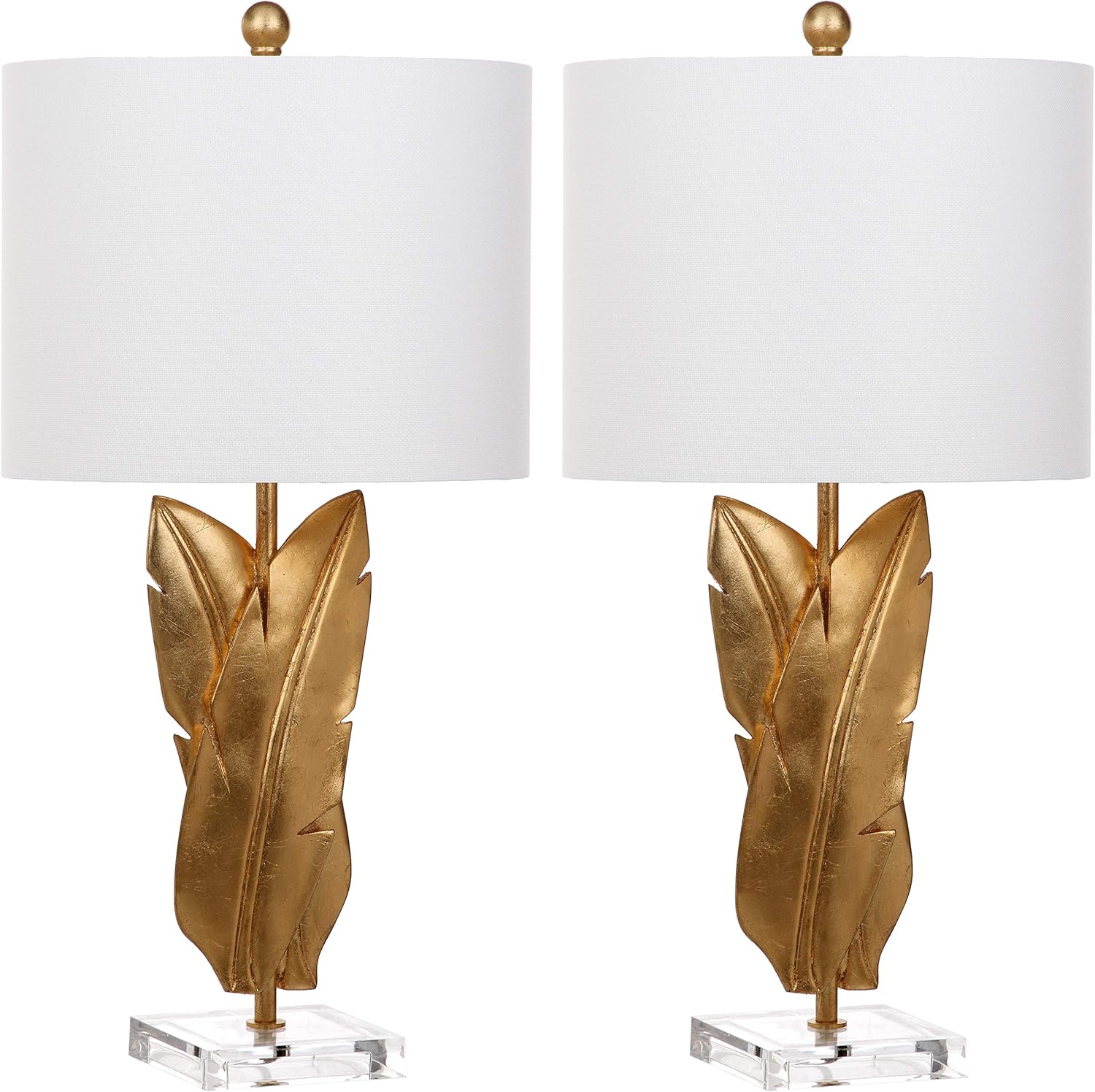 Safavieh Lighting Collection Aerin Wings Gold Leaf 26-inch Bedroom Living Room Home Office Desk Nightstand Table Lamp (Set of 2) - LED Bulbs Included