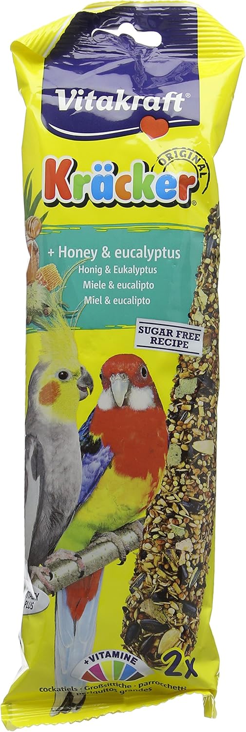 Vitakraft Kracker Cockatiel Bird Food Honey-Eukalyptus, Pack of 5, 80 g (Pack of 5)