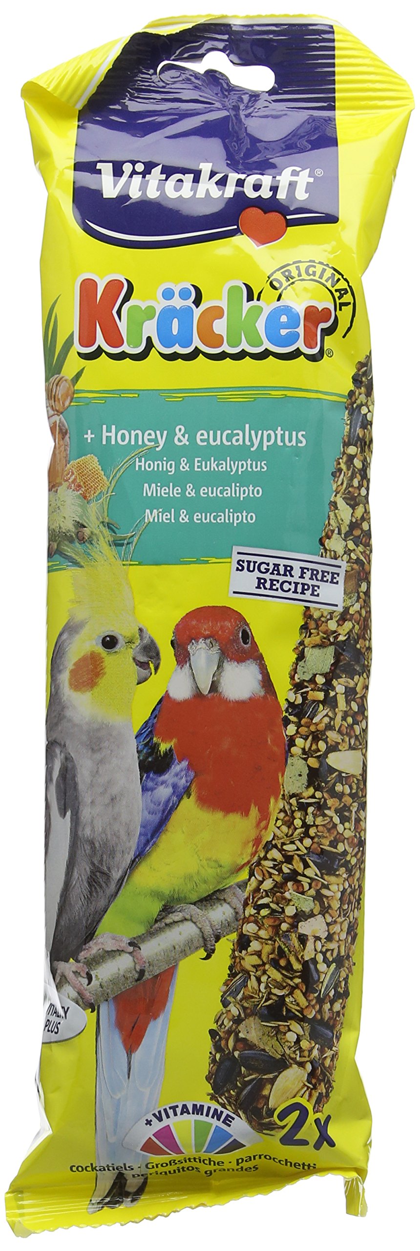 Vitakraft Kracker Cockatiel Bird Food Honey-Eukalyptus, Pack of 5
