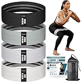 Resistance Bands for Working Out with Guide, 4 Workout Bands for Women & Men, Fabric Exercise Bands for Legs, Hip, Glute, But