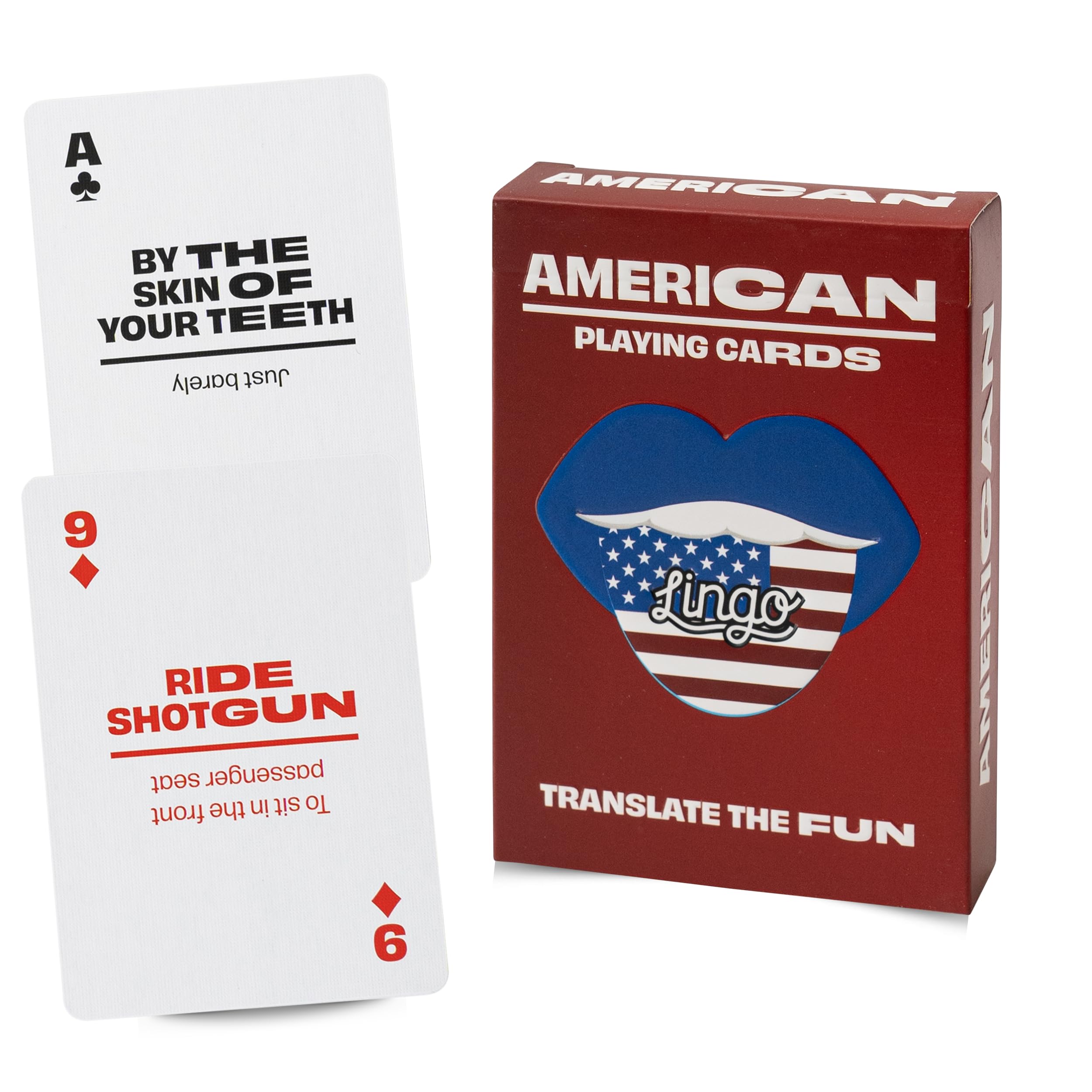 Lingo Slang Playing Cards | Language Learning Game Set | Fun Visual Flashcard Deck to Increase Vocabulary and Pronunciation Skills (American Slang)