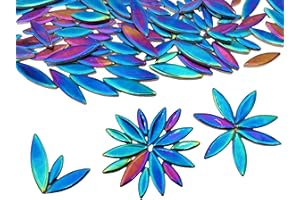 BTMIEY Leaf Petal Ceramic Mosaic Tiles for Crafts, 500g/1.1LB Irregular Mosaic Pieces, Petal Mosaic Tiles DIY Mosaic Making Stones for Craft Hobby Arts Wall Decoration (Iridescent Rainbow Black)