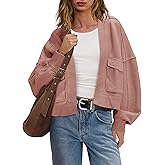 Panadila Womens Cropped Jackets Oversized Cardigans Long Sleeve Open Front Sweatshirt Cardigan Fall Coats