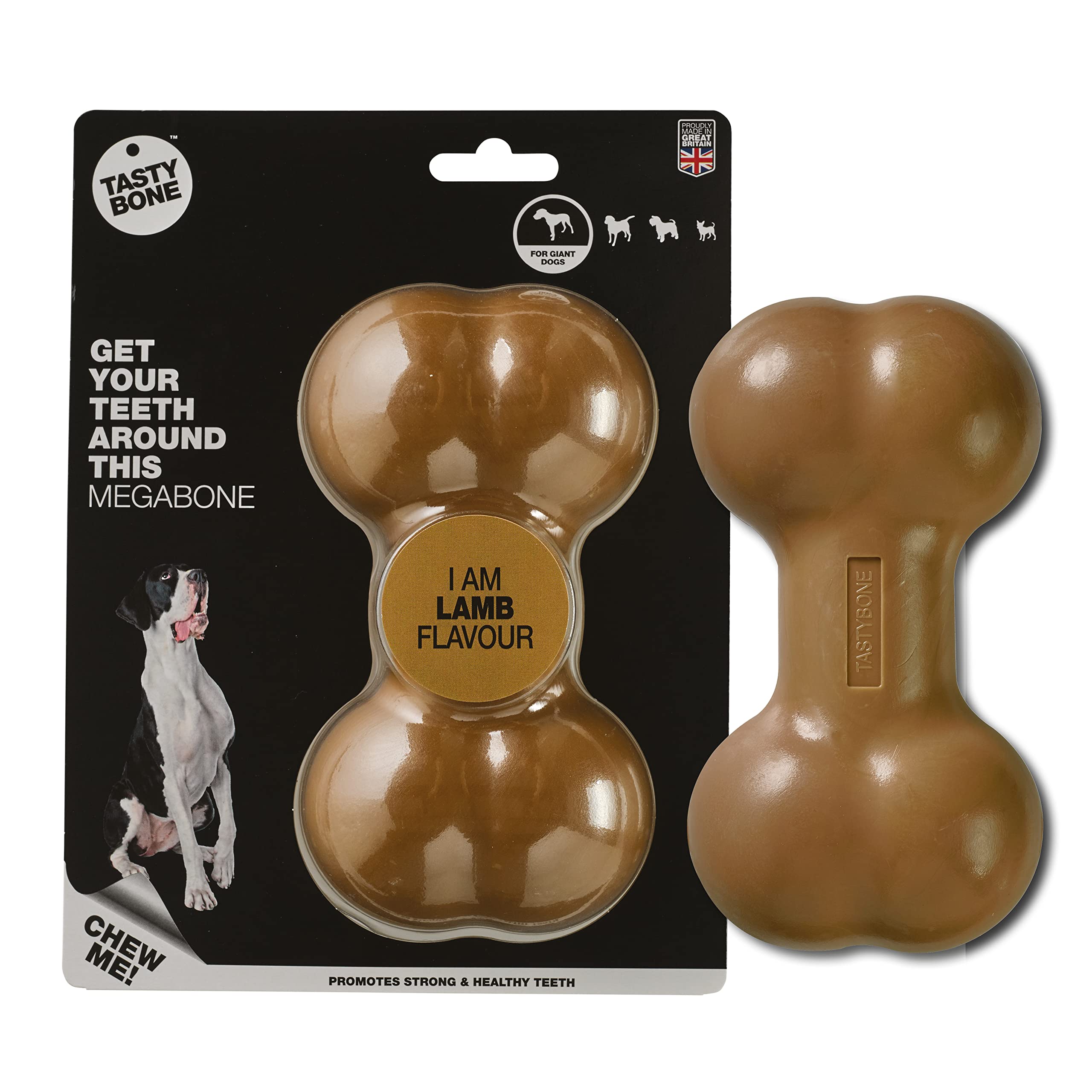 TastyBone Nylon Dog Chew Toy for Extra Large Dogs (Lamb) - Indestructible for Aggressive Chewers, Everlasting Flavour, Strong Healthy Teeth, Made in the UK