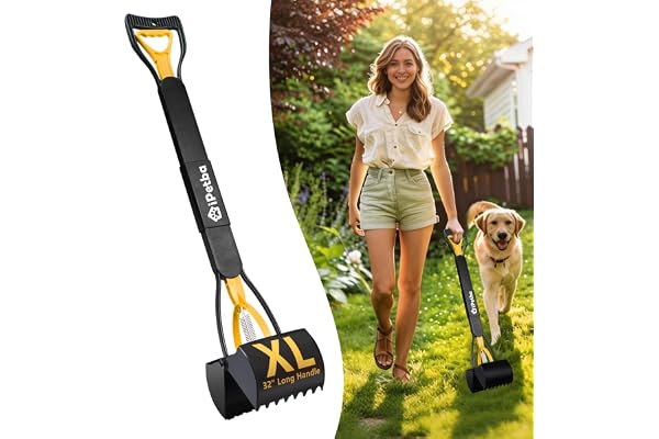 iPetba 32” Long Handle Dog Pooper Scooper for Yard – No Bending, Clean Pickup on Grass, Gravel & Sand, Easy to Clean & Durabl