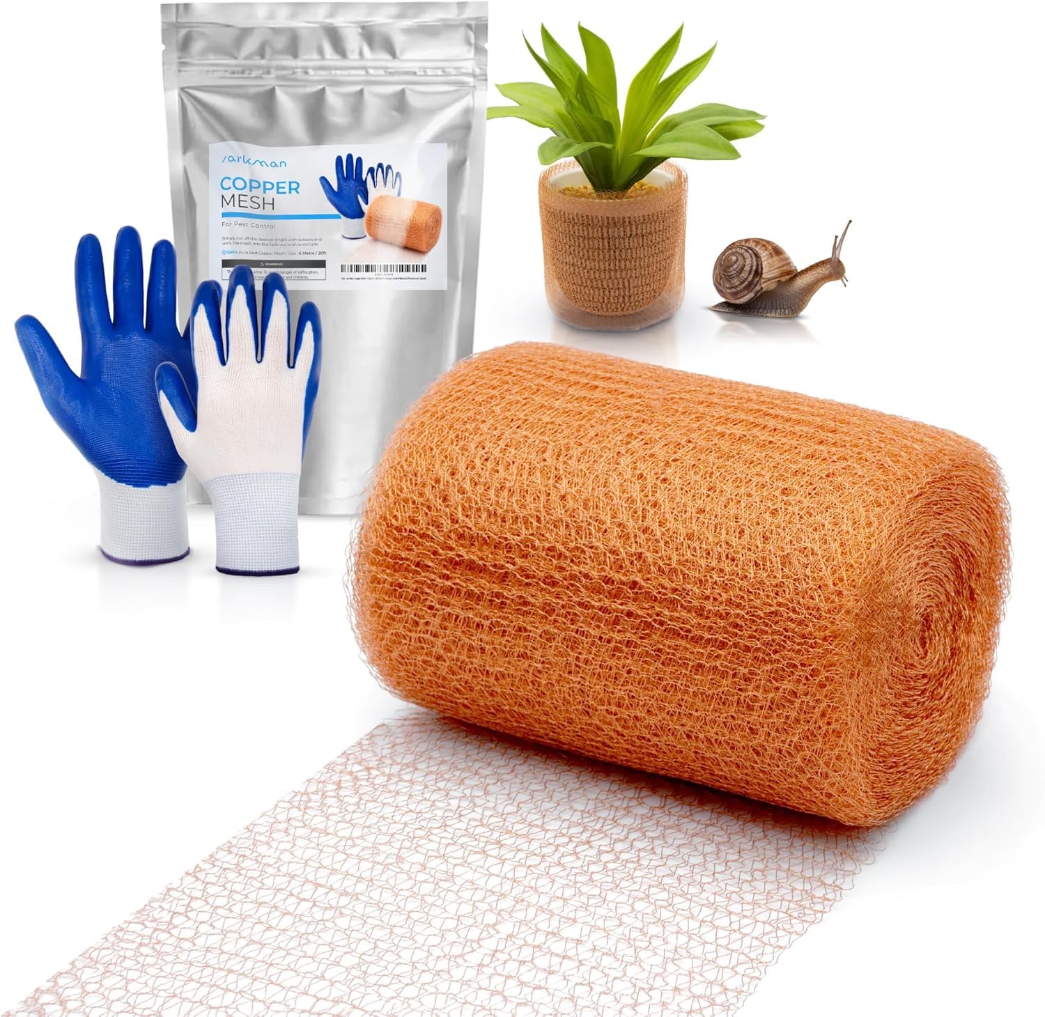 sarkman Copper Mesh Slug Repellent - 3 Metre / 10 Feet Pure Copper Rodent Pest Control Mesh - Durable & Pet Safe Garden Protector - Flexible, Cuttable Insect Barrier for Mice, Rats & Birds | Red