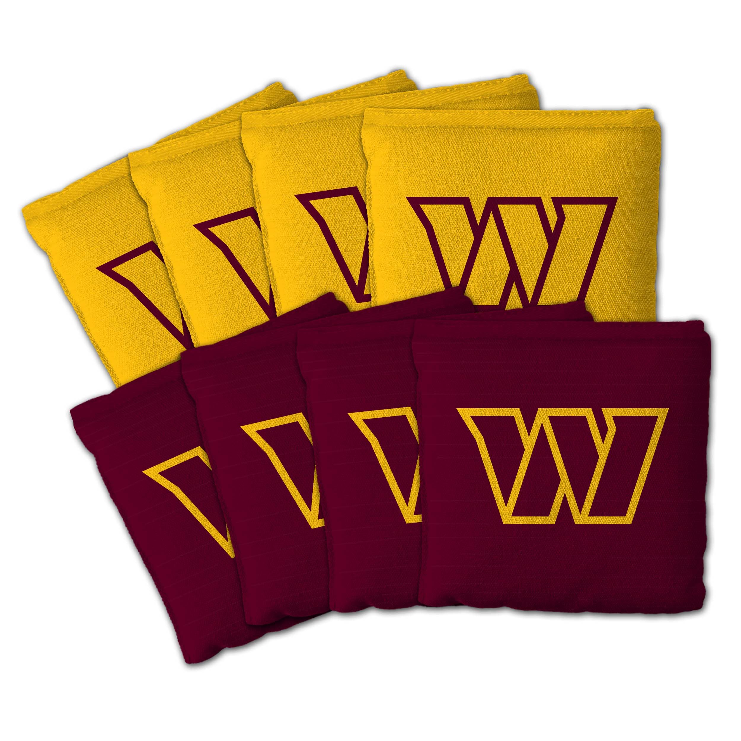 Photo 1 of YouTheFan Officially-Licensed NFL Washington Commanders Set of 8 Cornhole Bags - All Weather Dual Sided Slide & Stop - Regulation Size with Carry case