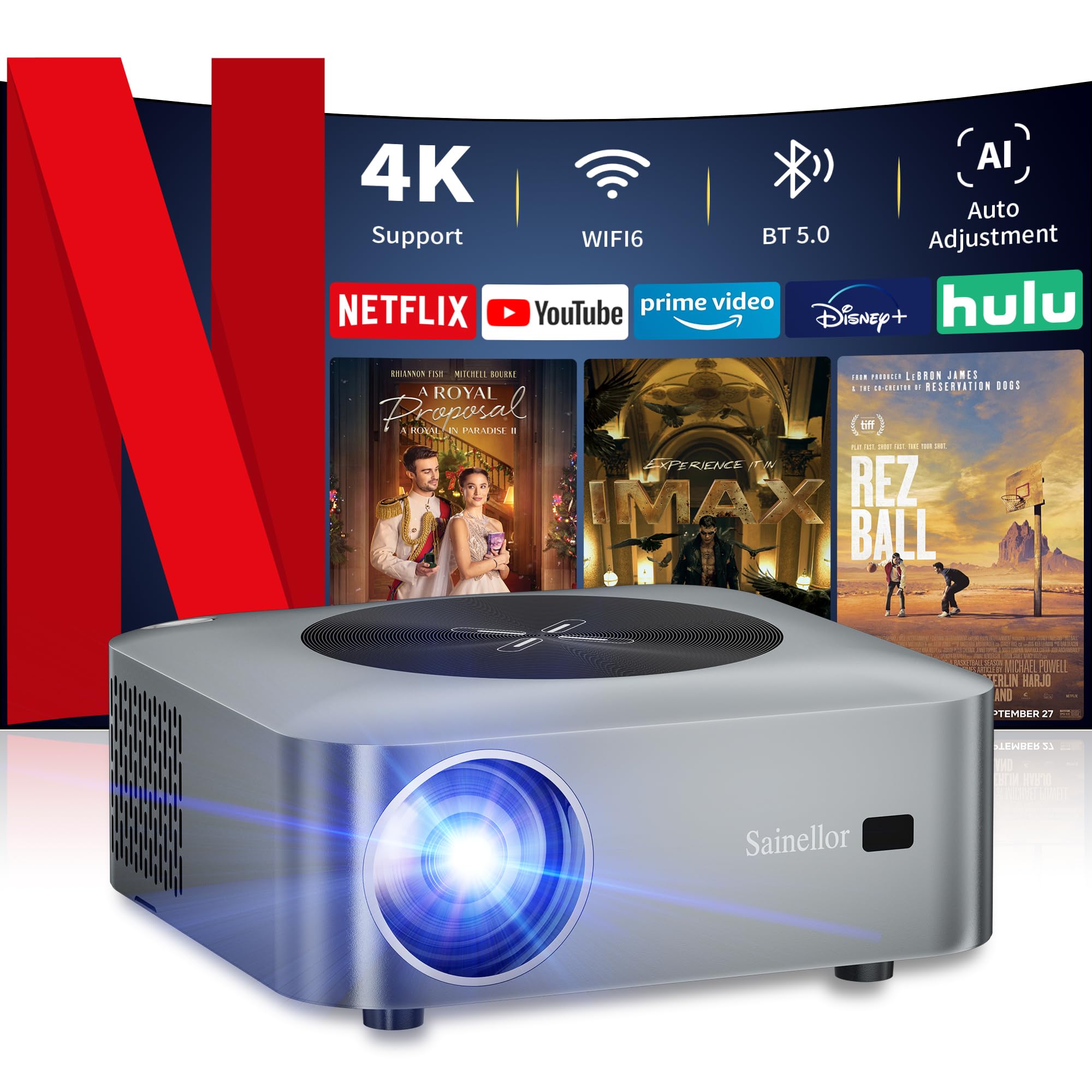 Photo 1 of [Upgraded] Outdoor Projector 4K Smart Projector Google TV Proyector with 5G WiFi/Bluetooth/AI Electric Focus, ZOOM, Max 300” Screen, HDMI/USB/TV Stick/Laptop/PS5 Supported