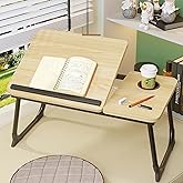 Laptop Desk for Bed, Adjustable Laptop Stand with 5 Adjustable Angles, Portable Lap Tray Table with Cup Holder, Laptop Bed De
