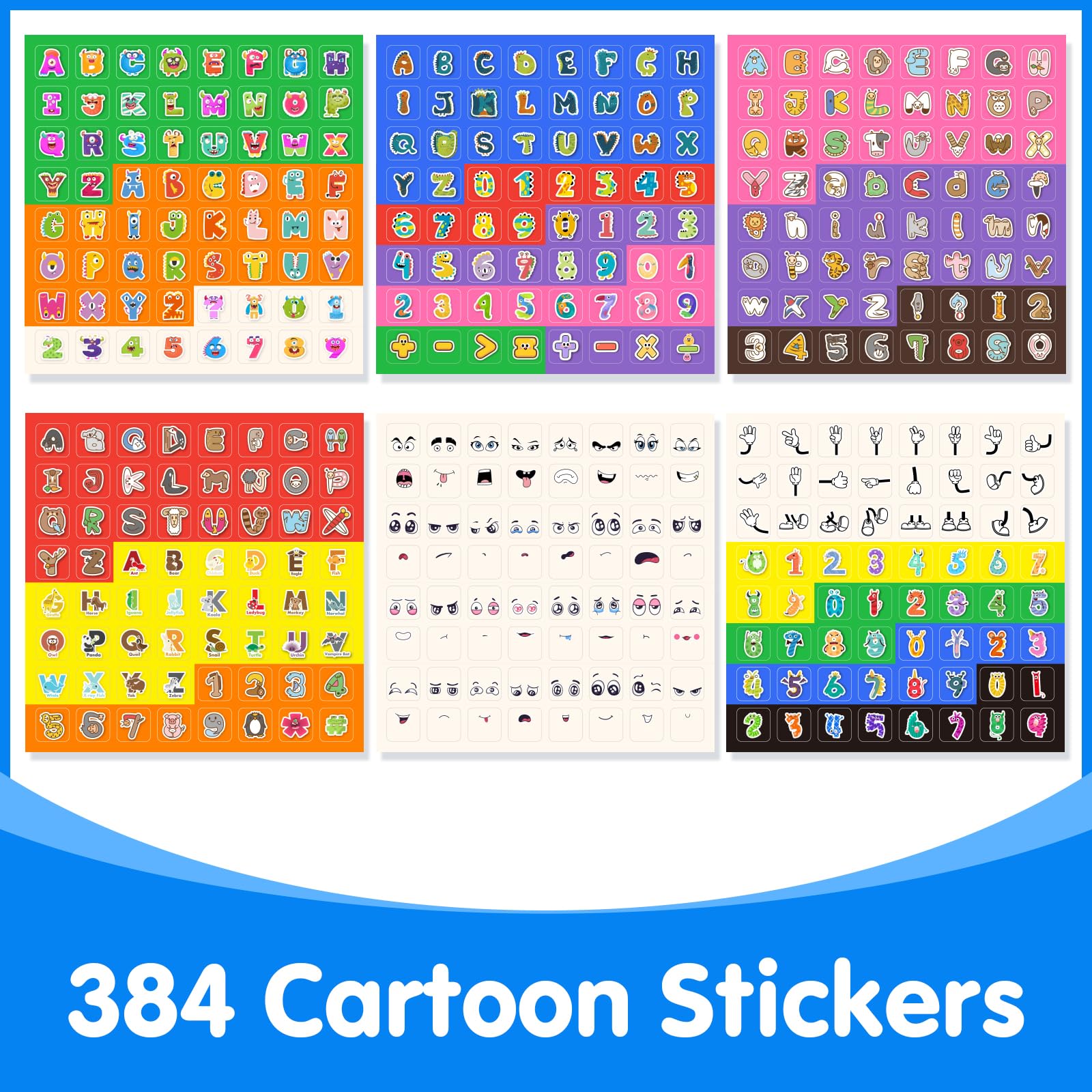 Odoorgames 100 Pcs Math Linking Cubes with 384 Cartoon Stickers – Essential Counting Cubes for Kids Math Learning and Fun Activities