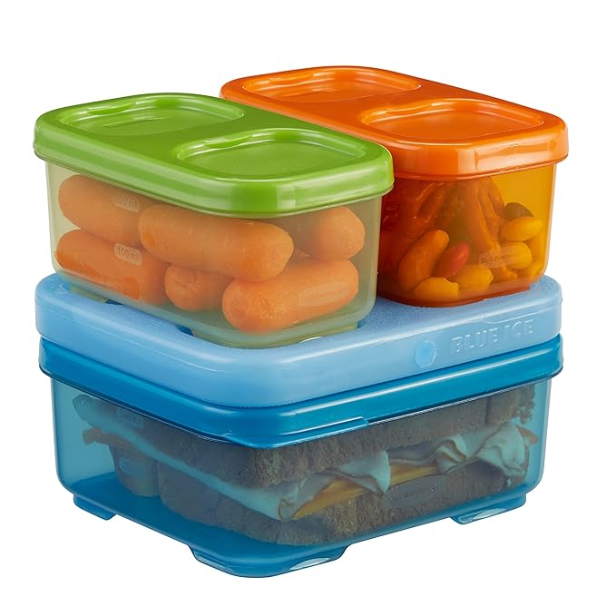Rubbermaid 1866739 LunchBlox Kid's Tall Lunch Box Kit, Blue/Orange