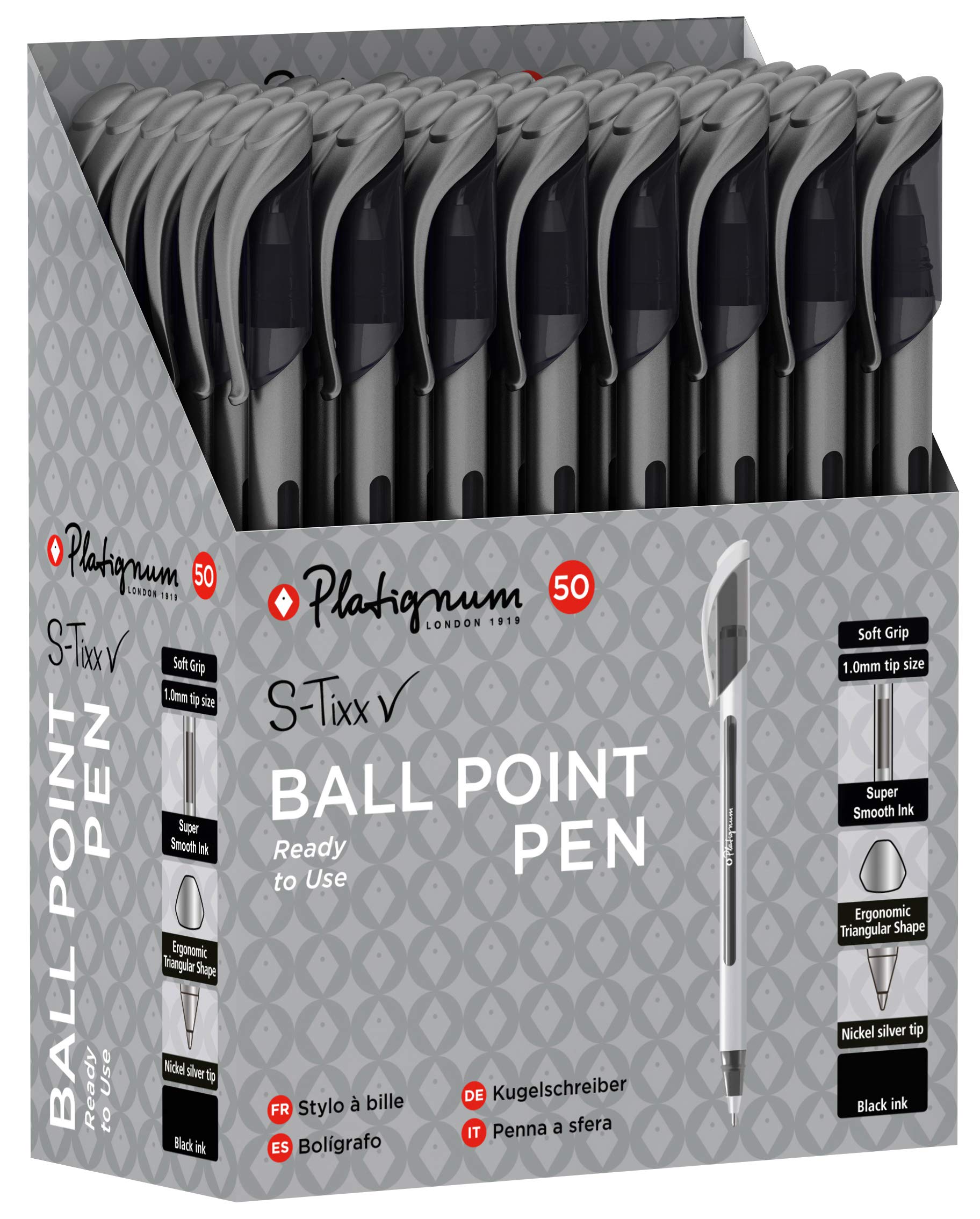 Platignum S-Tixx Ball Point Pen - Black [Pack of 50] Ref: 50518