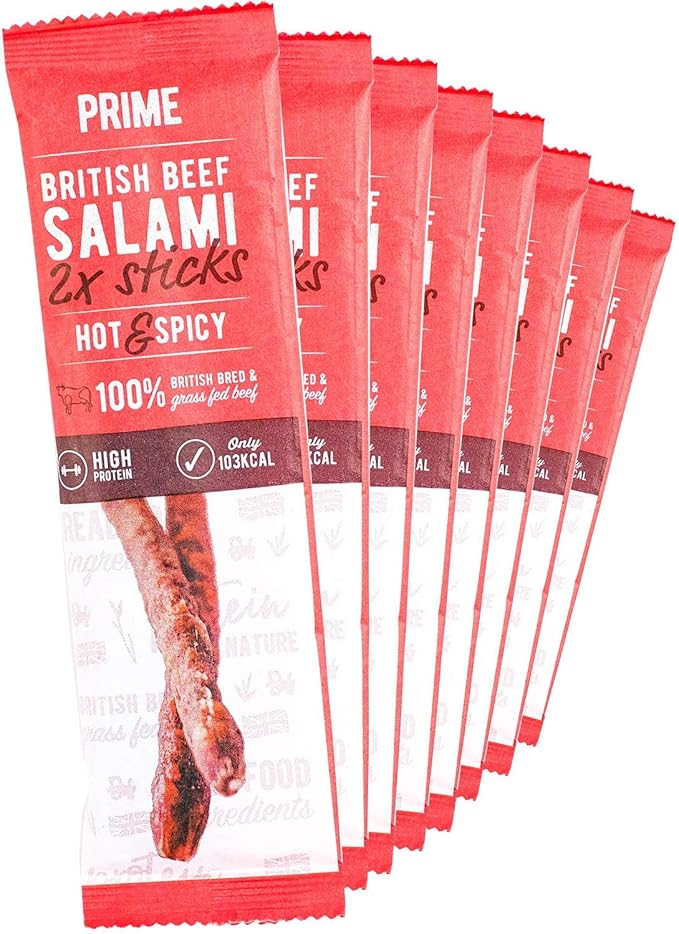 Prime Beef Salami Sticks (20 Sticks) Low carb, Lean, High Protein