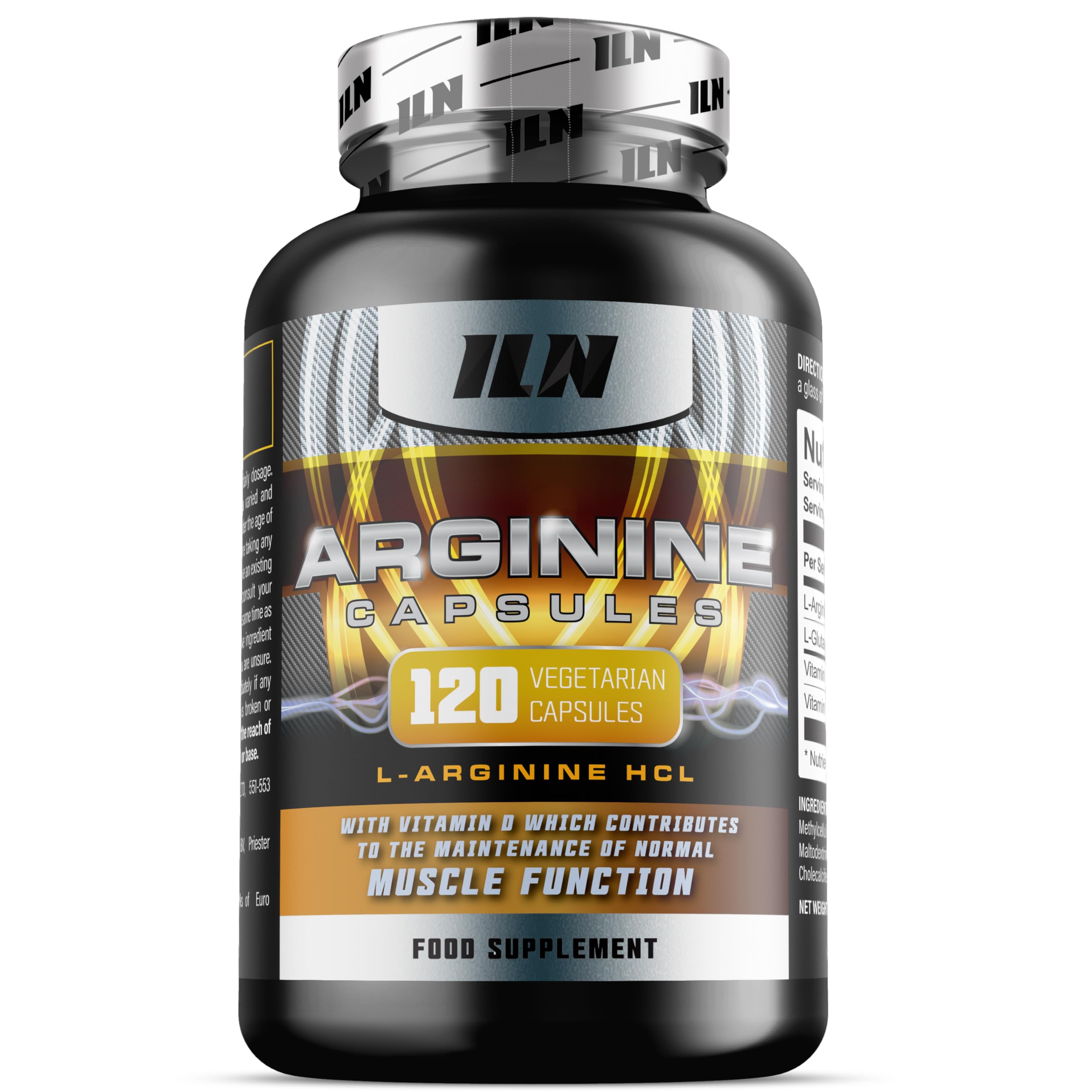 L Arginine Capsules - 2600mg L-Arginine Supplement with Added L-Glutamine, Vitamin B12 & D3 - Nitric Oxide Supplements for Men & Women - 120 Vegetarian Capsules