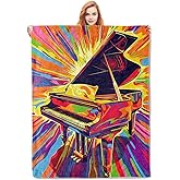 VANZEV Piano Art Blanket,Colorful Musical Themed Flannel Throw Blankets,Soft Warm Lightweight Cozy Plush Throws for Bedroom Sofa Office Home Decor Gifts for Women Girls 60"x50"