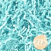 2 LB Light Blue Crinkle Cut Paper Shred Filler Great for Gift Wrapping, Light Blue Basket Fillers, Birthday, Gift Wrapping, Anniversary, Halloween Thanksgiving Christmas Party Decor Filling Supplies