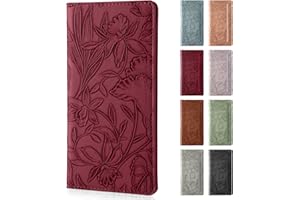 Pisypox Checkbook Cover for Personal Checkbook，Soft PU leather with a detailed embossed flower pattern，with Pen Holder & Built-in Clear Plastic Divider for Duplicate Checks