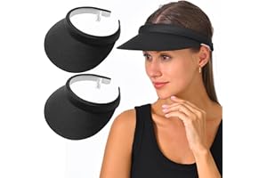 KEJEA 2 Pack Visor Women Men Sun Hat Clip On Visors Adjustable Sport Wide Brim Cap