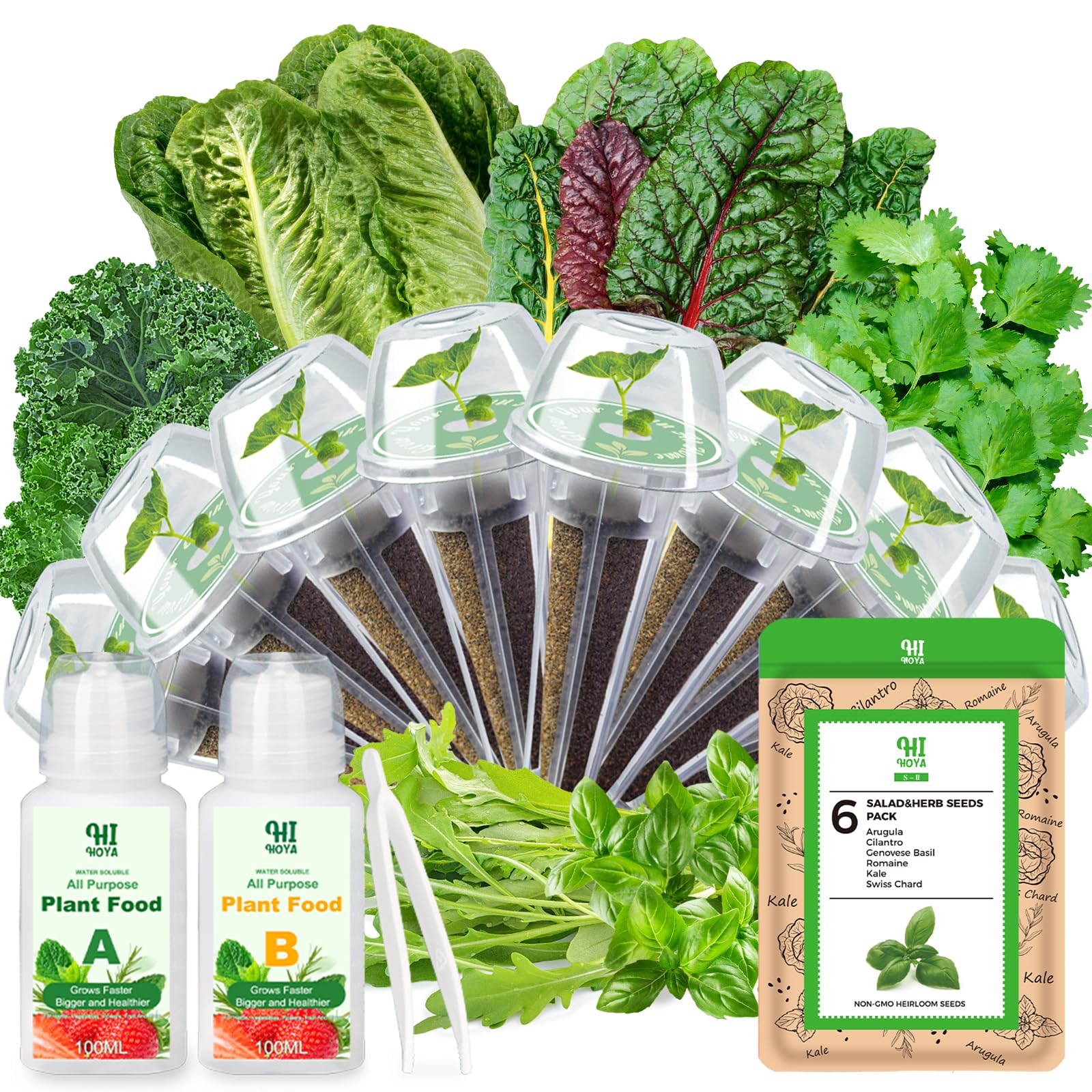 Photo 1 of & Salad Greens Seed Pods for All Hydroponics Growing Systems, 8 Pods with 600+ Seeds of Basil, Cilantro, Romaine, Kale, Arugula and Swiss Chard