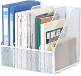 EasyPAG Desk Organizer White 4 Compartments A4 Magazine File Holder Mesh
