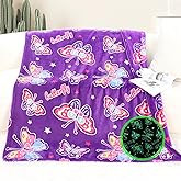 JAPDNK Butterfly Birthday Gifts for Women - Butterfly Blanket Gifts Purple Gifts Glow in The Dark Blanket Gifts for Women Friend Sister Wife Girl