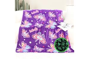 JAPDNK Butterfly Birthday Gifts for Women - Butterfly Blanket Gifts Purple Butterfly Gift Glow in The Dark Blanket Gifts for Women Friend Sister Wife Girl
